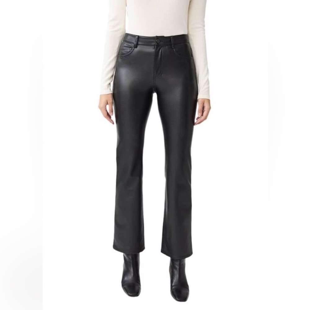 J. McLaughlin Brandy Black Faux‎ Vegan Leather Pants Work Minimalist Capsule